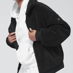 ALO Yoga Black Sherpa Oversized Varsity Jacket